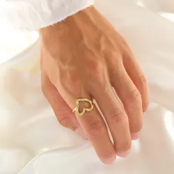 vanntett hjerte ring i forgylt stål - OCEANA