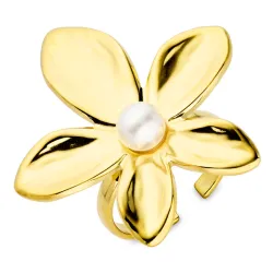 vanntett blomst justerbar ring i forgylt stål - OCEANA