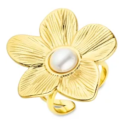 vanntett blomst ring i forgylt stål - OCEANA