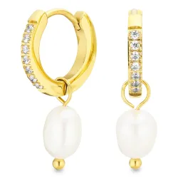 vanntette perle øredobber i forgylt stål - OCEANA