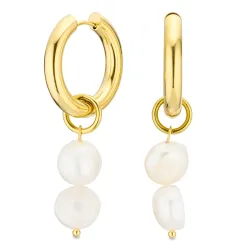 vanntette perle creol øredobber i forgylt stål - OCEANA