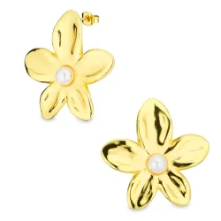 vanntette blomst øredobber i forgylt stål - OCEANA