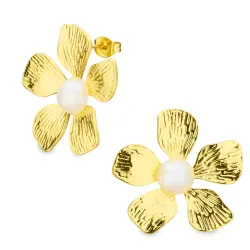 vanntette blomst øredobber i forgylt stål - OCEANA