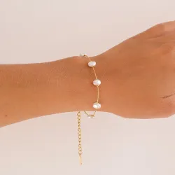 vanntett perle armbånd i forgylt stål - OCEANA