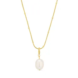 vanntett perle halskjede i forgylt stål - OCEANA