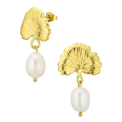vanntette perle øredobber i forgylt stål - OCEANA