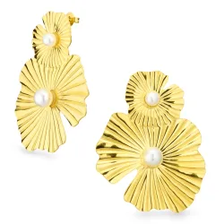 vanntette blomst øredobber i forgylt stål - OCEANA
