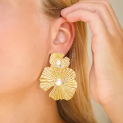 vanntette blomst øredobber i forgylt stål - OCEANA