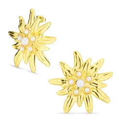 vanntette blomst øredobber i forgylt stål - OCEANA