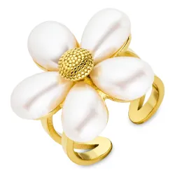 vanntett perle ring i forgylt stål - OCEANA