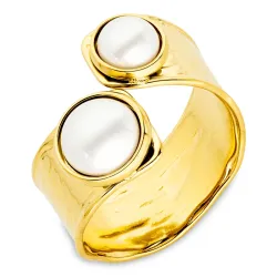 vanntett perle ring i forgylt stål - OCEANA