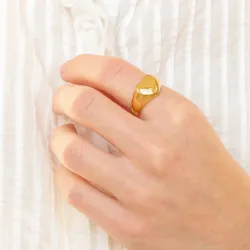 vanntett hjerte ring i forgylt stål - OCEANA