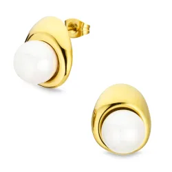 vanntette perle øredobber i forgylt stål - OCEANA