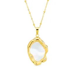 vanntett perle halskjede i forgylt stål - OCEANA