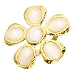 vanntett blomst justerbar ring i forgylt stål - OCEANA