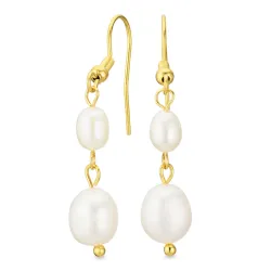 vanntette perle øredobber i forgylt stål - OCEANA