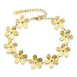 vanntett blomst armbånd i forgylt stål - OCEANA