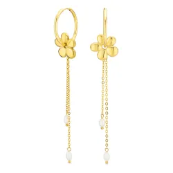 vanntette blomst perle øredobber i forgylt stål - OCEANA