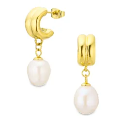 vanntette perle øredobber i forgylt stål - OCEANA