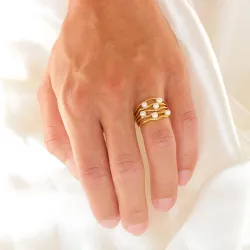 vanntett perle ring i forgylt stål - OCEANA