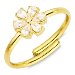 vanntett blomst zirkon justerbar ring i forgylt stål - OCEANA