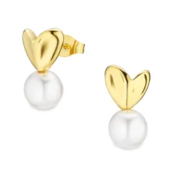 vanntette hjerte øredobber i forgylt stål - OCEANA