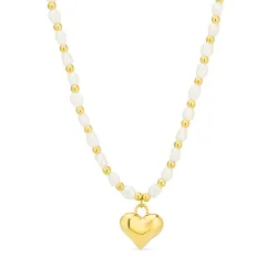 vanntett hjerte halskjede i forgylt stål - OCEANA