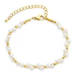 vanntett perle armbånd i forgylt stål - OCEANA