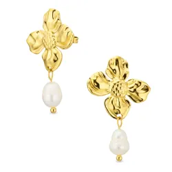 vanntette blomst øredobber i forgylt stål - OCEANA