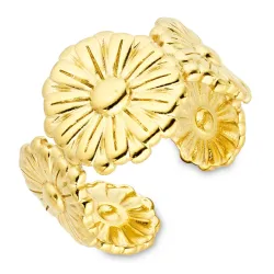 vanntett blomst ring i forgylt stål - OCEANA