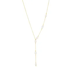 vanntett perle halskjede i forgylt stål - OCEANA