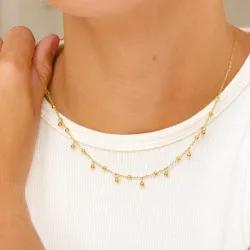 vanntett kule halskjede i forgylt stål - OCEANA