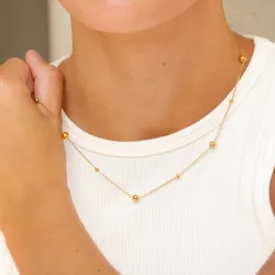 vanntett kule halskjede i forgylt stål - OCEANA