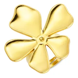 vanntett blomst ring i forgylt stål - OCEANA