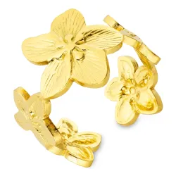 vanntett blomst ring i forgylt stål - OCEANA