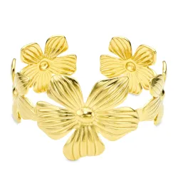 vanntett blomst armbånd i forgylt stål - OCEANA