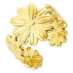 vanntett blomst ring i forgylt stål - OCEANA