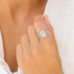 vanntett blomst ring i stål - OCEANA