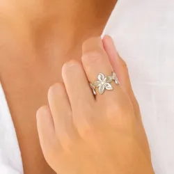 vanntett blomst ring i stål - OCEANA