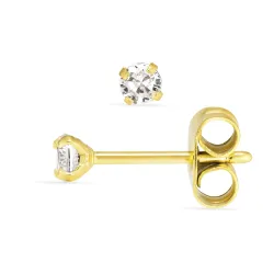 3 mm vanntette zirkon solitaireørepynt i forgylt stål - OCEANA