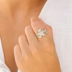 vanntett blomst ring i stål - OCEANA