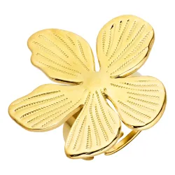 vanntett blomst ring i forgylt stål - OCEANA