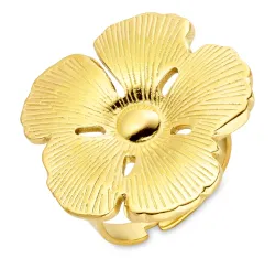 vanntett blomst ring i forgylt stål - OCEANA