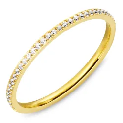 vanntett zirkon ring i forgylt stål - OCEANA