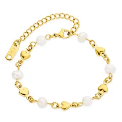 vanntett hjerte armbånd i forgylt stål - OCEANA