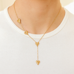 vanntett hjerte halskjede i forgylt stål - OCEANA