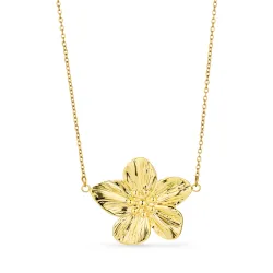 vanntett blomst halskjede i forgylt stål - OCEANA