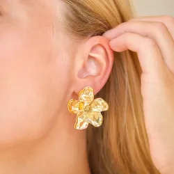 vanntette blomst øredobber i forgylt stål - OCEANA