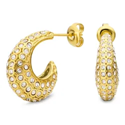 vanntette zirkon øredobber i forgylt stål - OCEANA