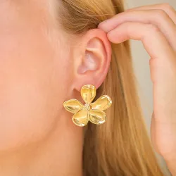 vanntette blomst øredobber i forgylt stål - OCEANA